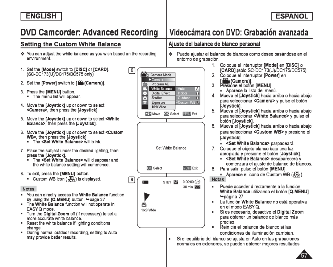 Aparece el icono de Custom WB Handheld SC-DC575