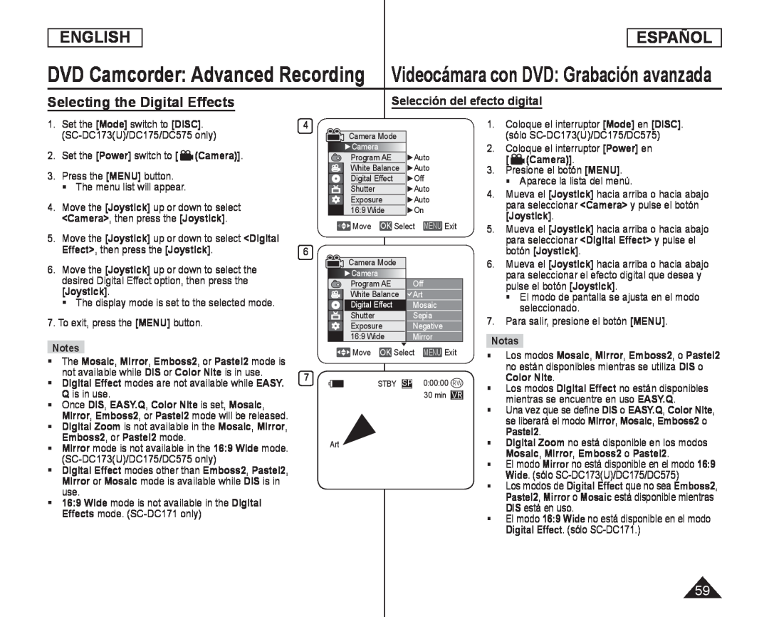 Selecting the Digital Effects Handheld SC-DC575