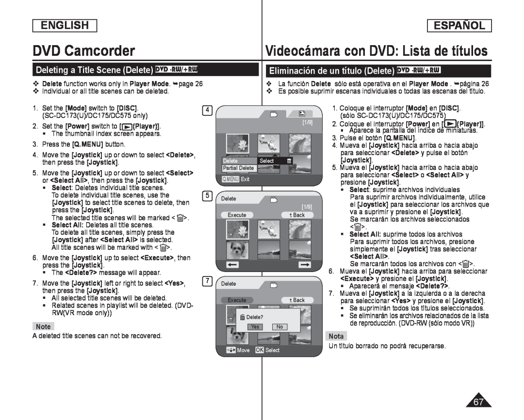 Videocámara con DVD: Lista de títulos Handheld SC-DC575