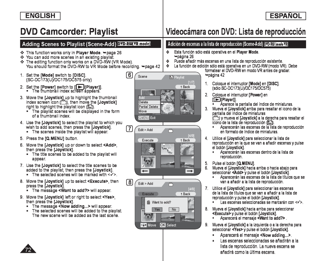  Las escenas seleccionadas se añadirán a la Handheld SC-DC575