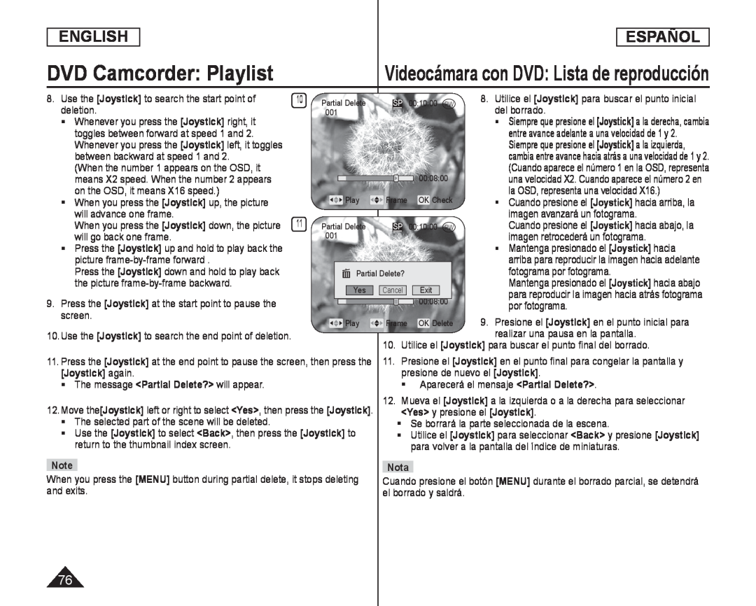 8.Utilice el [Joystick] para buscar el punto inicial del borrado Handheld SC-DC575