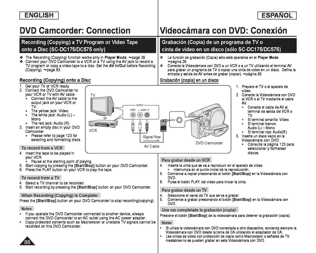 Grabación (Copia) de un programa de TV o Handheld SC-DC575