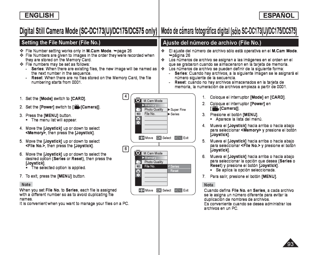 Setting the File Number (File No.) Ajuste del número de archivo (File No.)