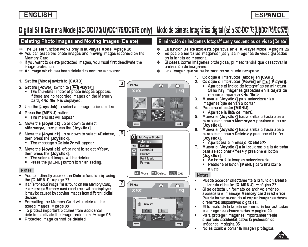 Deleting Photo Images and Moving Images (Delete) Handheld SC-DC575