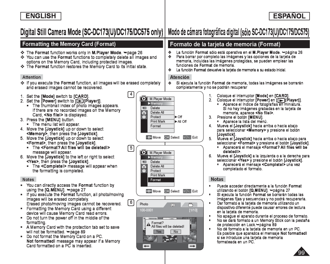 Formatting the Memory Card (Format) Handheld SC-DC575