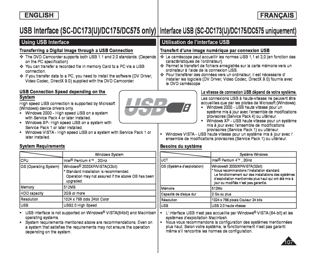 Utilisation de l’interface USB Handheld SC-DC173U