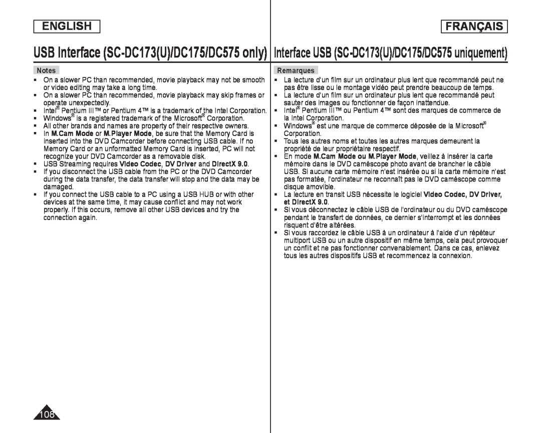 Remarques Handheld SC-DC173U