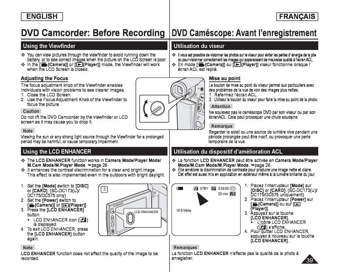 Adjusting the Focus Handheld SC-DC173U