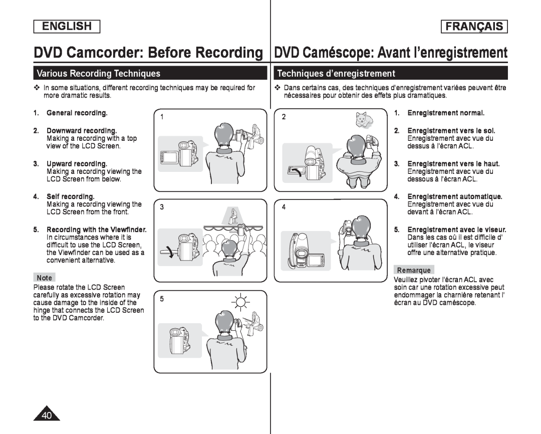 Techniques d’enregistrement Handheld SC-DC173U