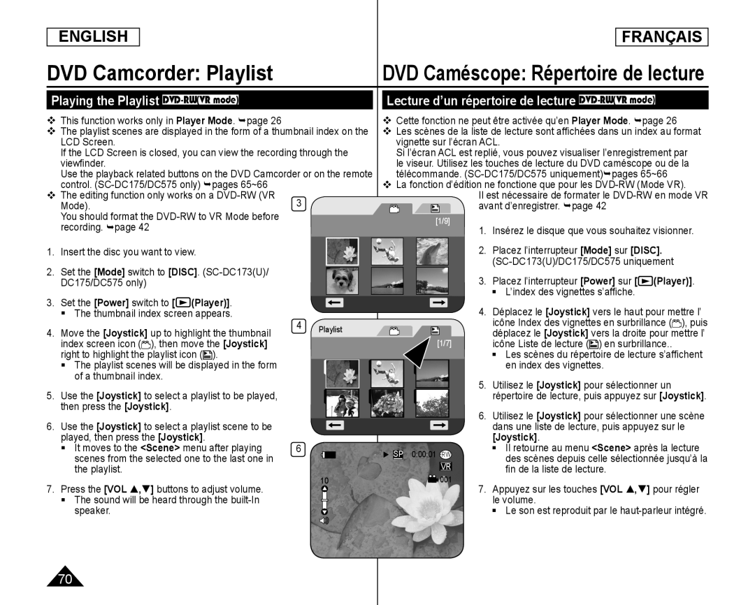 Lecture d’un répertoire de lecture DVD-RW(VRmode) Handheld SC-DC173U