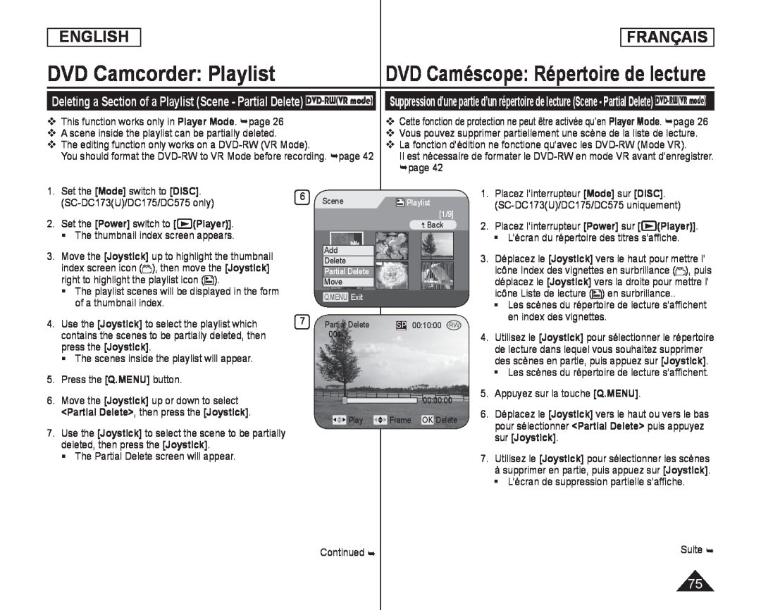 DVD Caméscope: Répertoire de lecture Handheld SC-DC173U