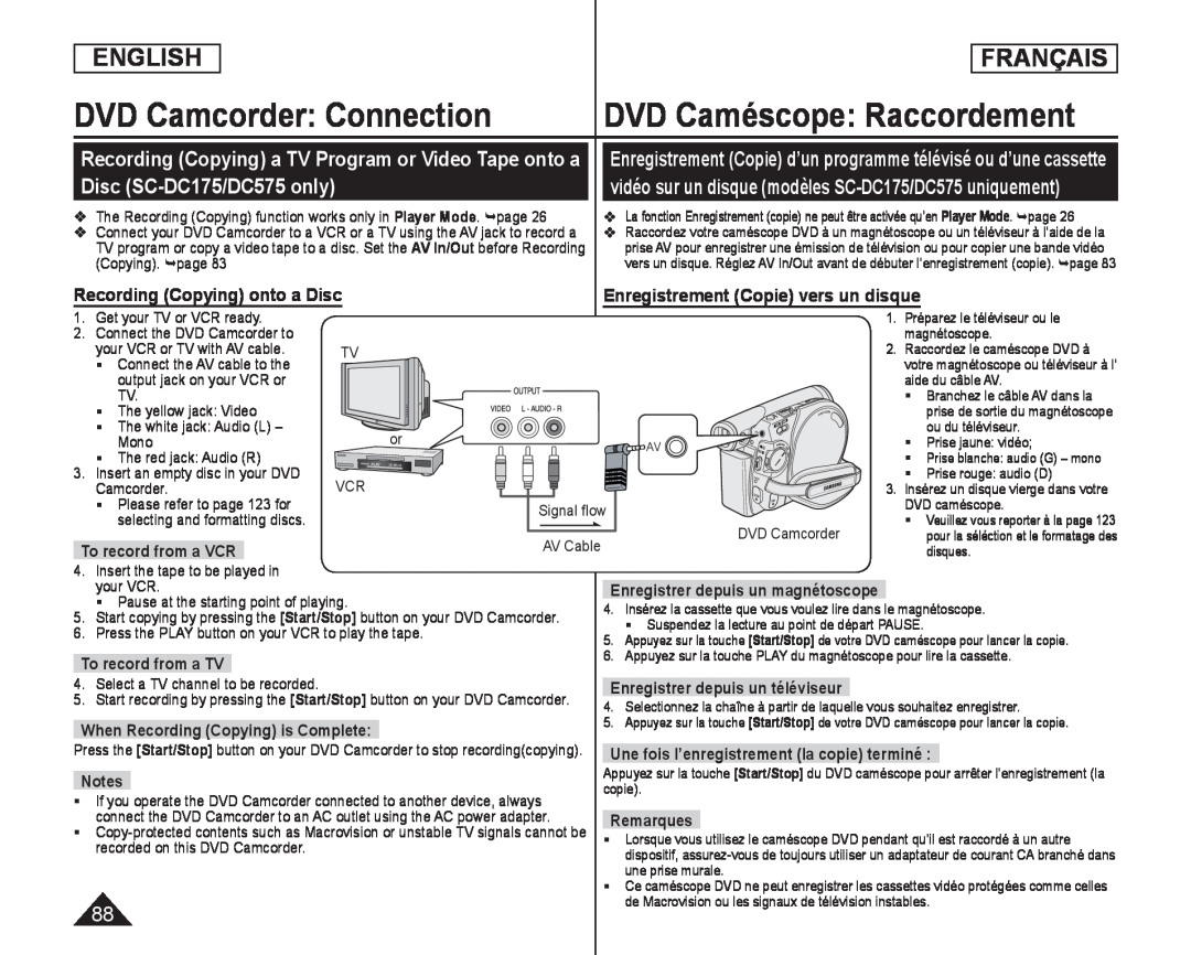 Recording (Copying) a TV Program or Video Tape onto a Handheld SC-DC173U