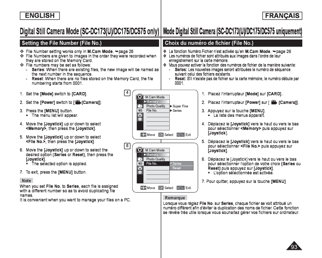 Setting the File Number (File No.) Handheld SC-DC173U