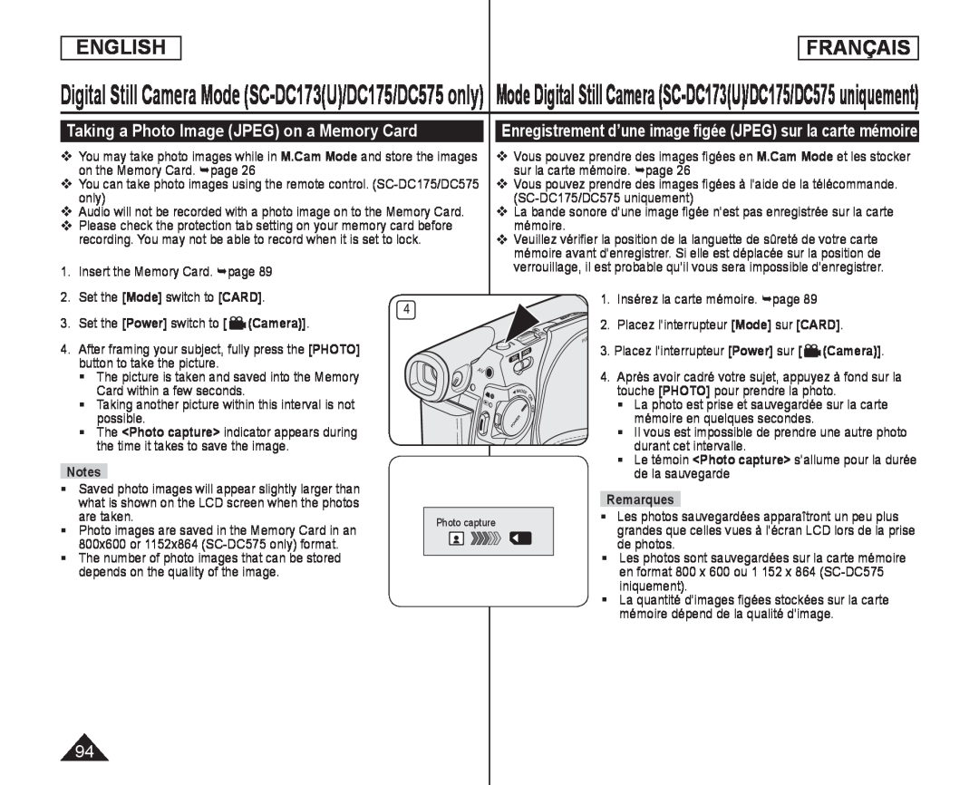 Taking a Photo Image (JPEG) on a Memory Card Handheld SC-DC173U