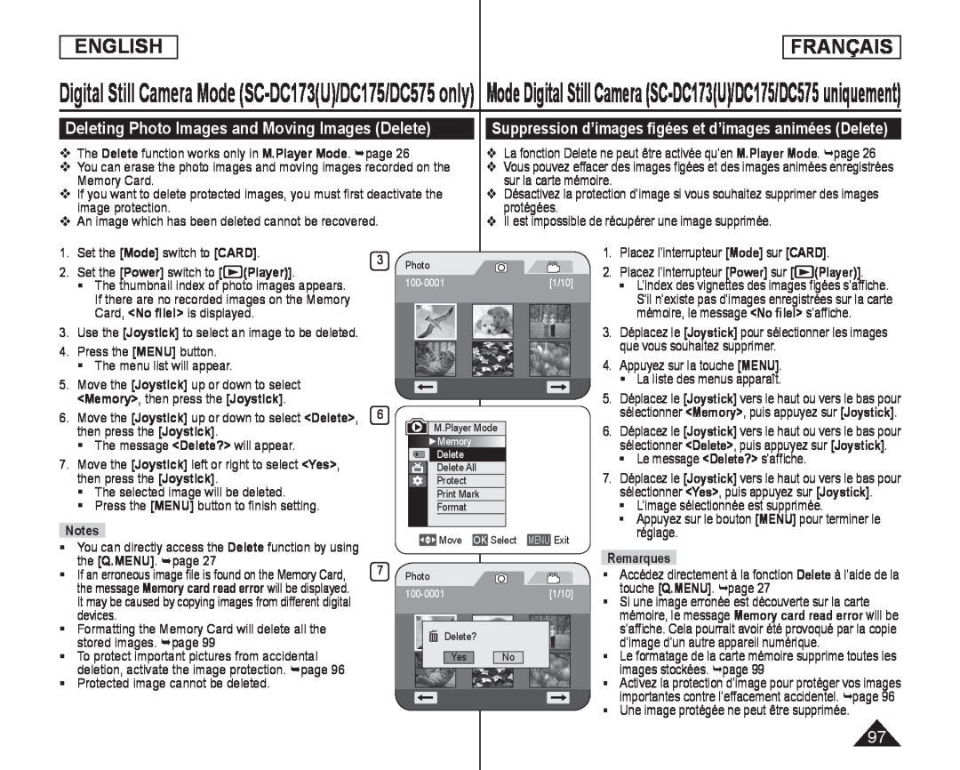 Deleting Photo Images and Moving Images (Delete) Handheld SC-DC173U