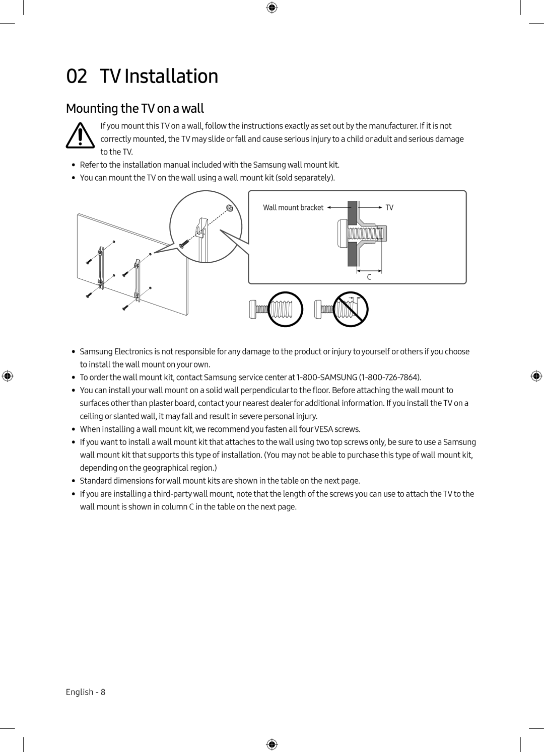 Mounting the TV on a wall T Model Line Up (2020) Q70T