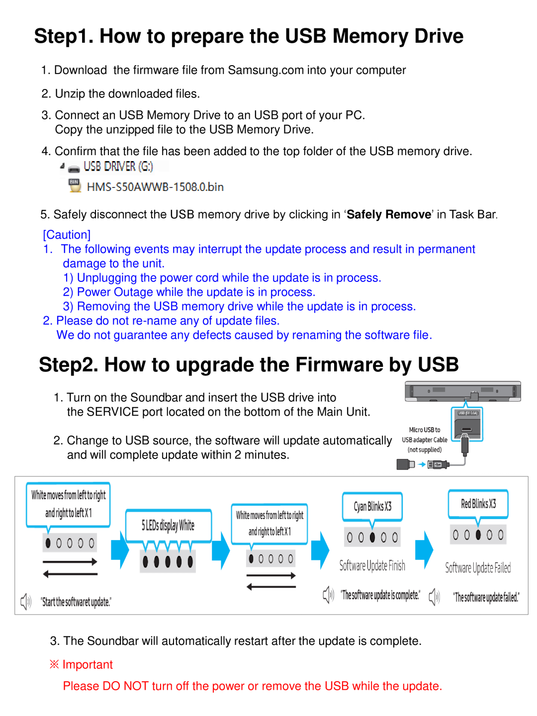 Step2. How to upgrade the Firmware by USB Lifestyle HW-S50A