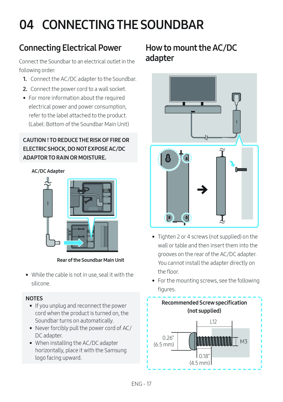 How to mount the AC/DC adapter Lifestyle HW-LST70T