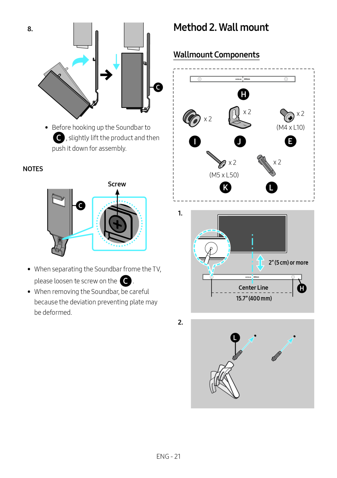 Method 2. Wall mount Lifestyle HW-LST70T