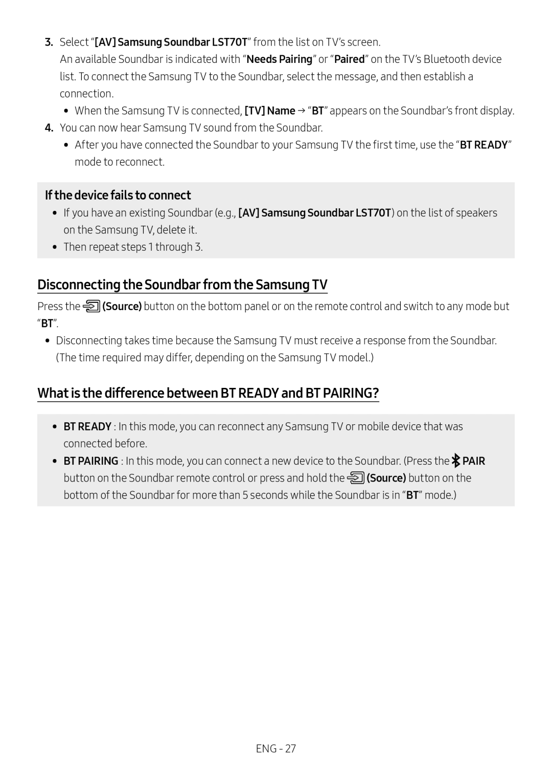 If the device fails to connect Lifestyle HW-LST70T