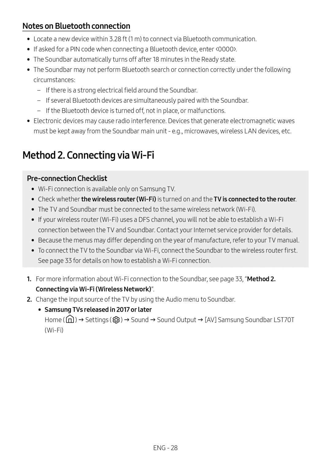 Notes on Bluetooth connection Lifestyle HW-LST70T