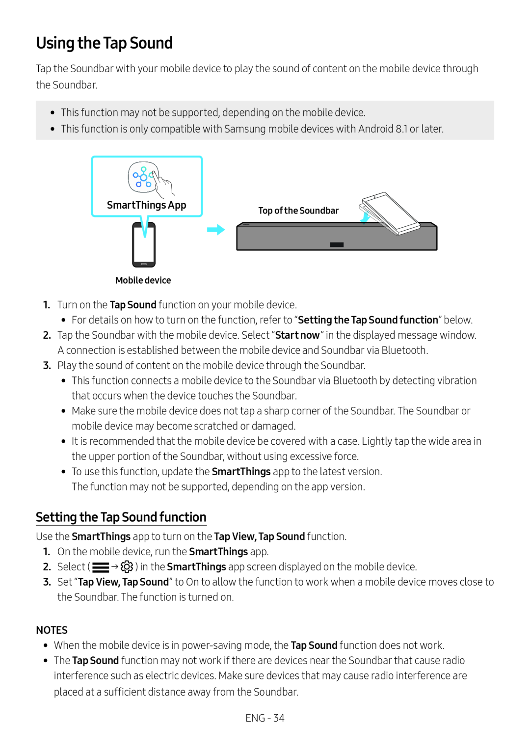 Setting the Tap Sound function Lifestyle HW-LST70T