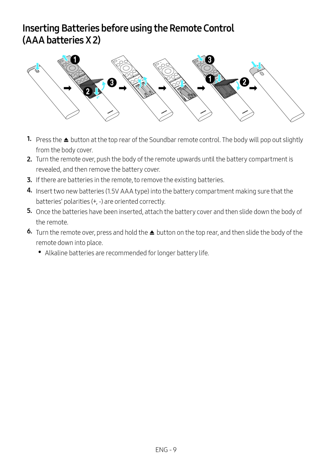 Inserting Batteries before using the Remote Control (AAA batteries X 2) Lifestyle HW-LST70T