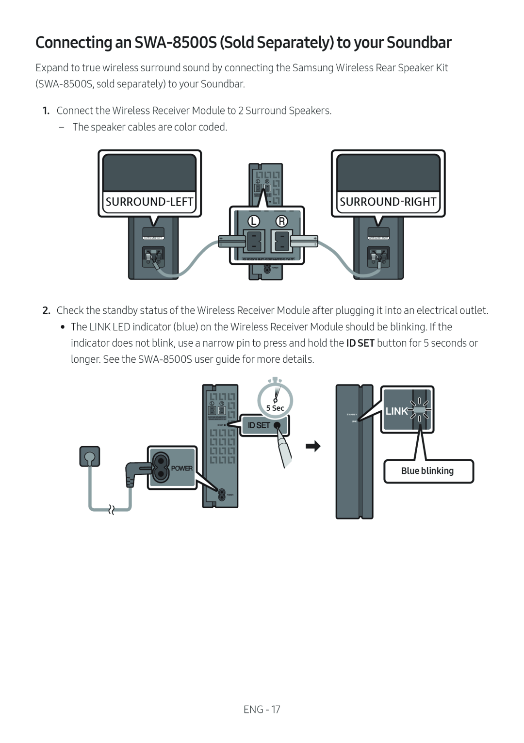 Connecting an SWA-8500S(Sold Separately) to your Soundbar Lifestyle HW-S60T