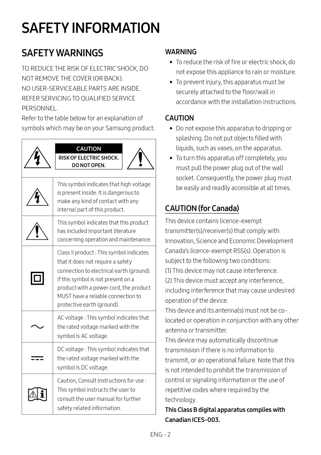 CAUTION (for Canada) Lifestyle HW-S60T