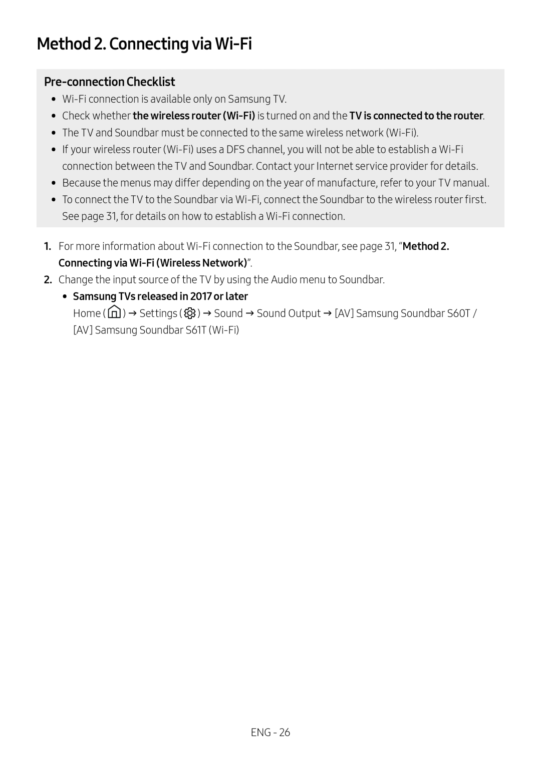 Method 2. Connecting via Wi-Fi Lifestyle HW-S60T