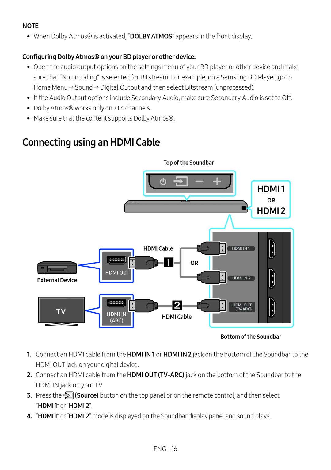 Connecting using an HDMI Cable Dolby Atmos HW-N950