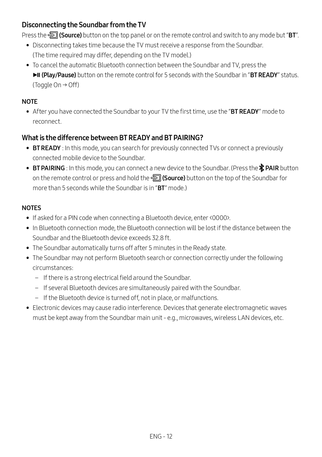 What is the difference between BT READY and BT PAIRING Dolby Atmos HW-N950