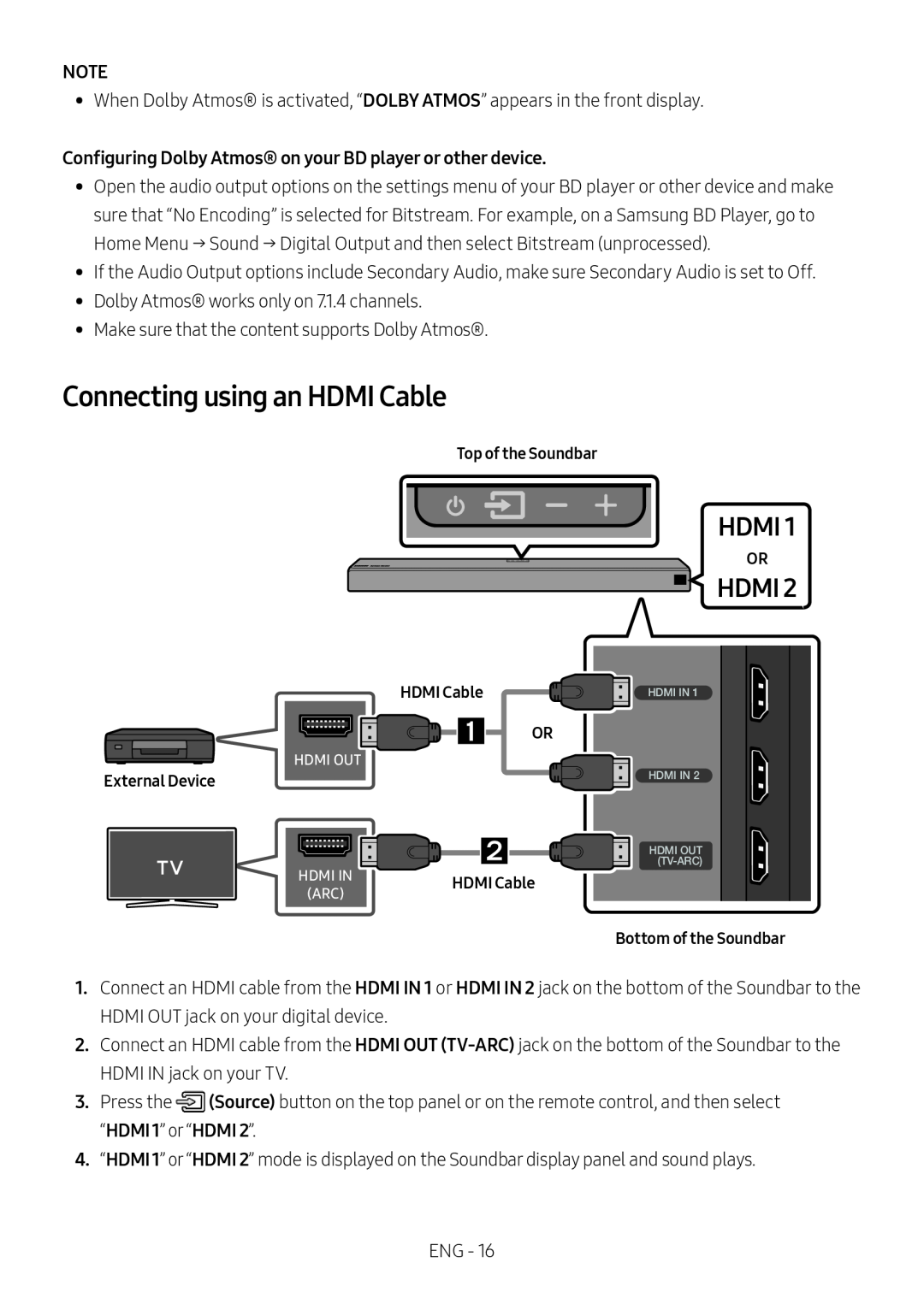 Connecting using an HDMI Cable Dolby Atmos HW-N950