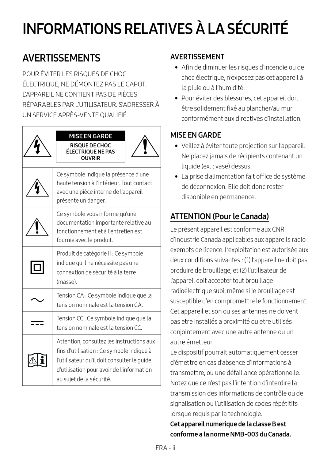 ATTENTION (Pour le Canada) Dolby Atmos HW-N950