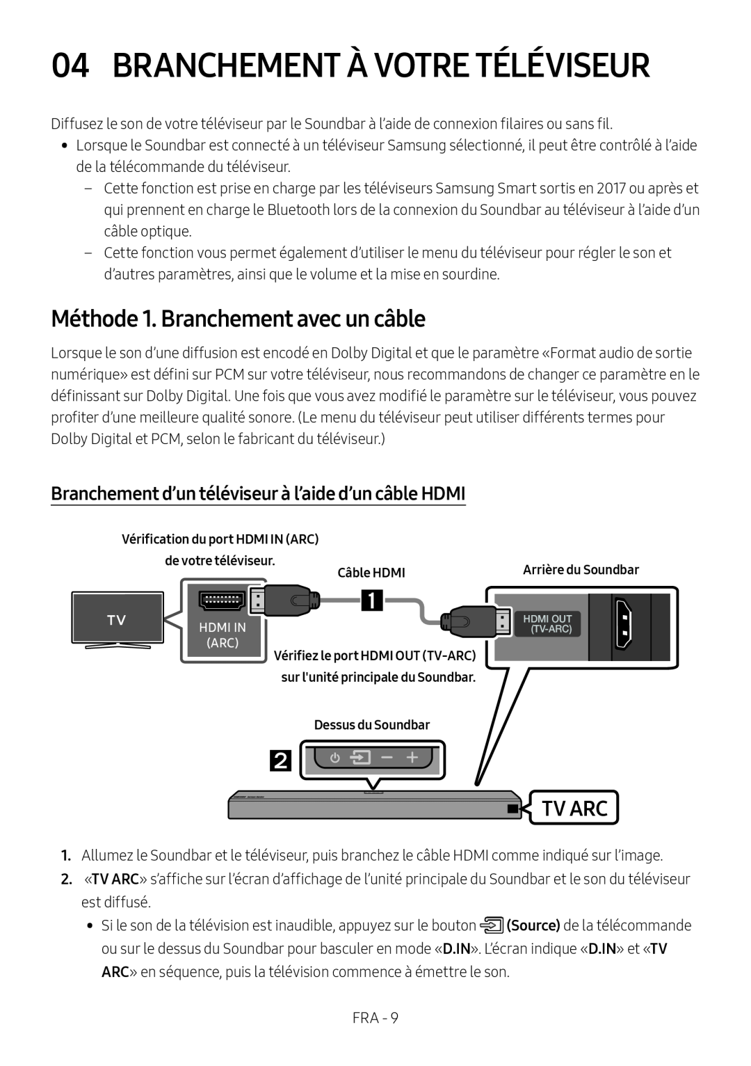 Méthode 1. Branchement avec un câble Dolby Atmos HW-N950