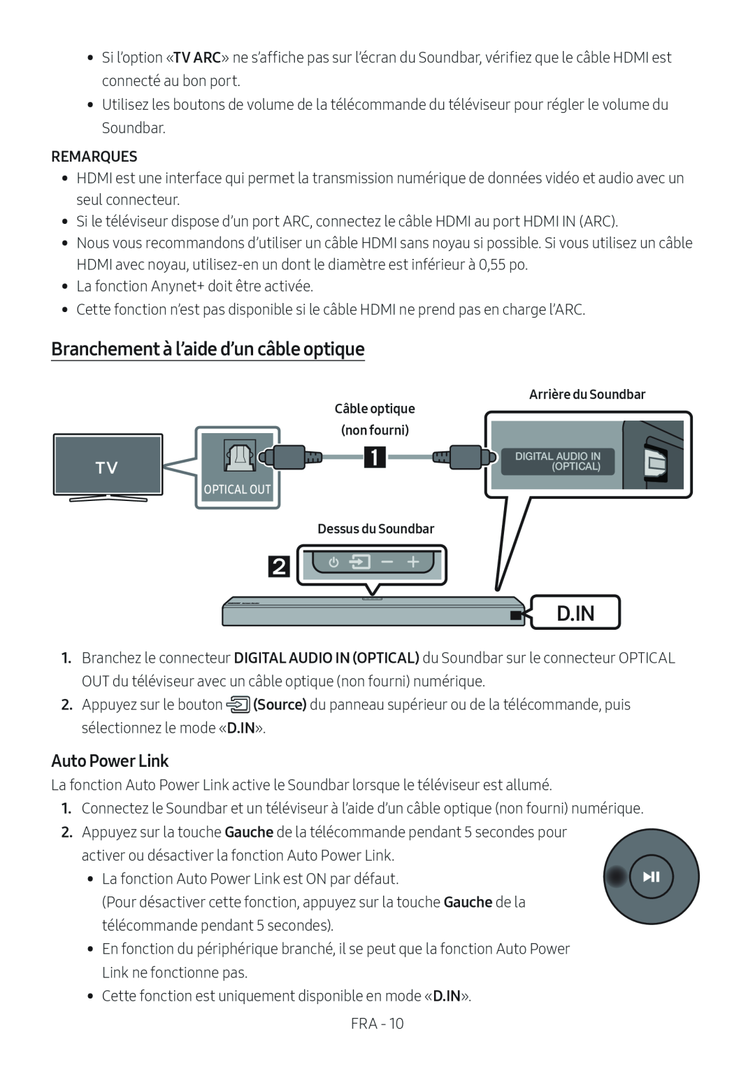 Branchement à l’aide d’un câble optique Dolby Atmos HW-N950