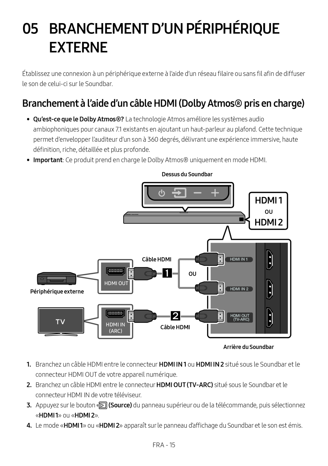 05BRANCHEMENT D’UN PÉRIPHÉRIQUE EXTERNE Dolby Atmos HW-N950