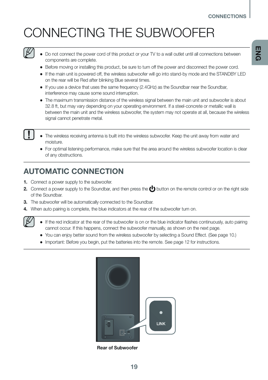 Connecting the Subwoofer Dolby Atmos HW-K850