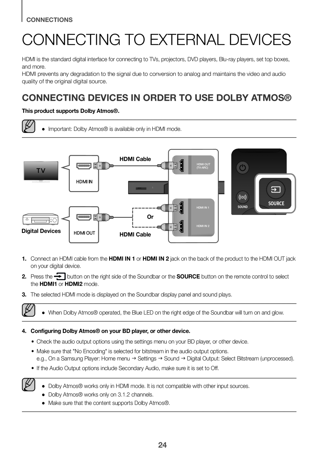 Connecting Devices in Order to Use Dolby Atmos® Dolby Atmos HW-K850