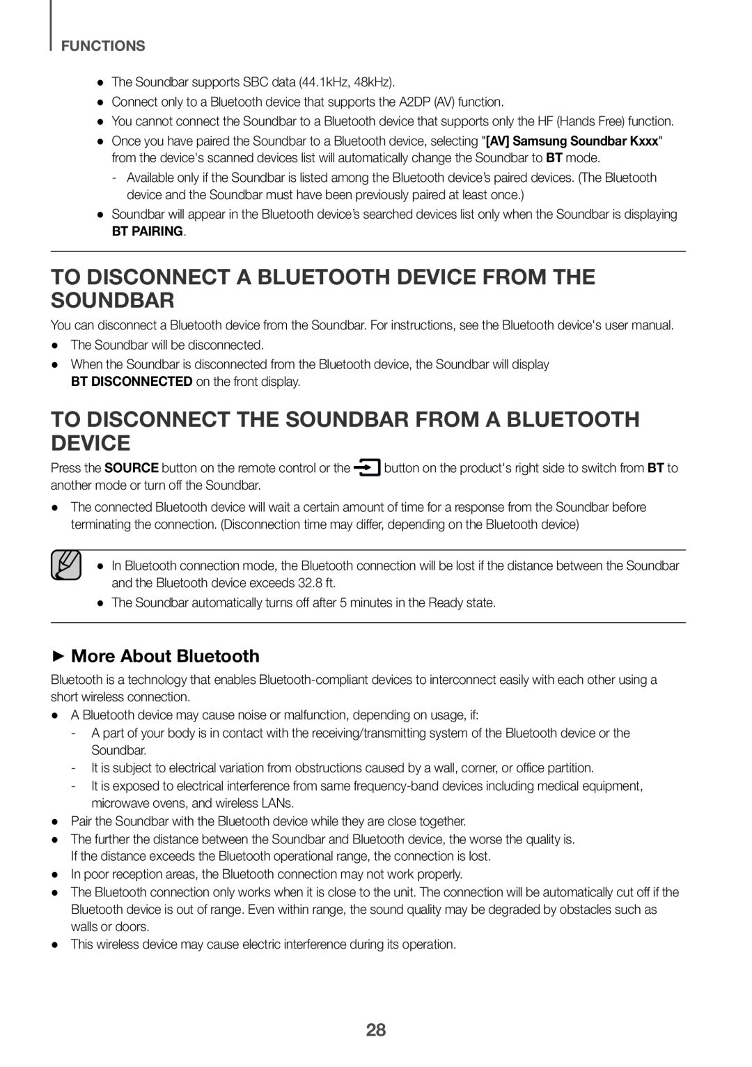 To disconnect the Soundbar from A Bluetooth device Dolby Atmos HW-K850