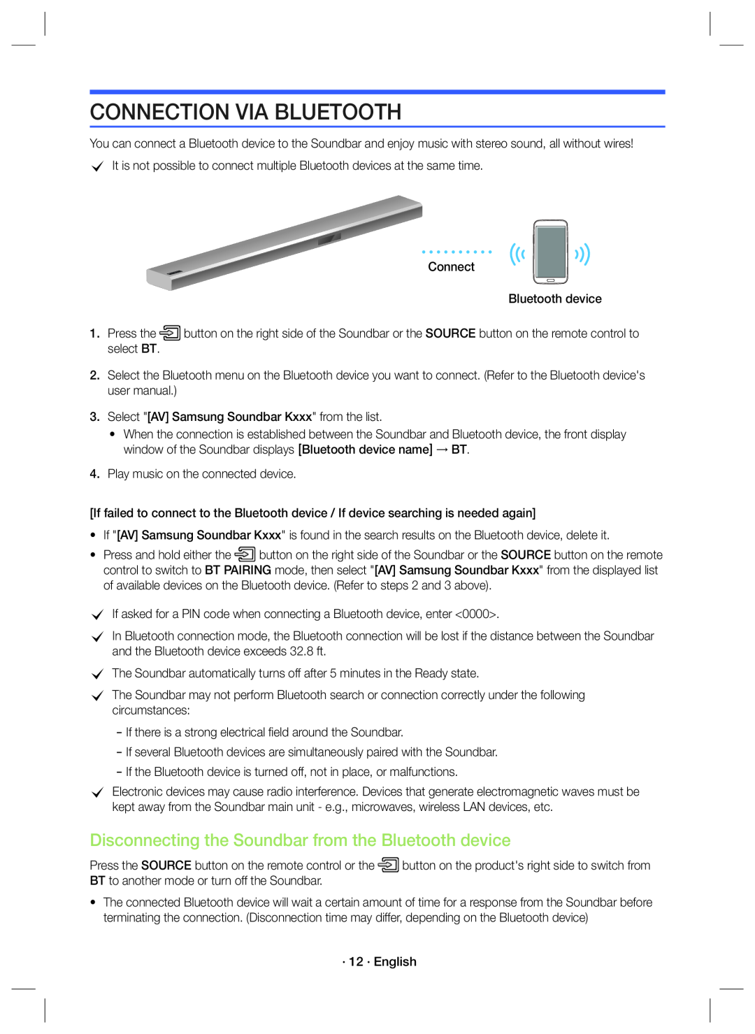 Disconnecting the Soundbar from the Bluetooth device Dolby Atmos HW-K850