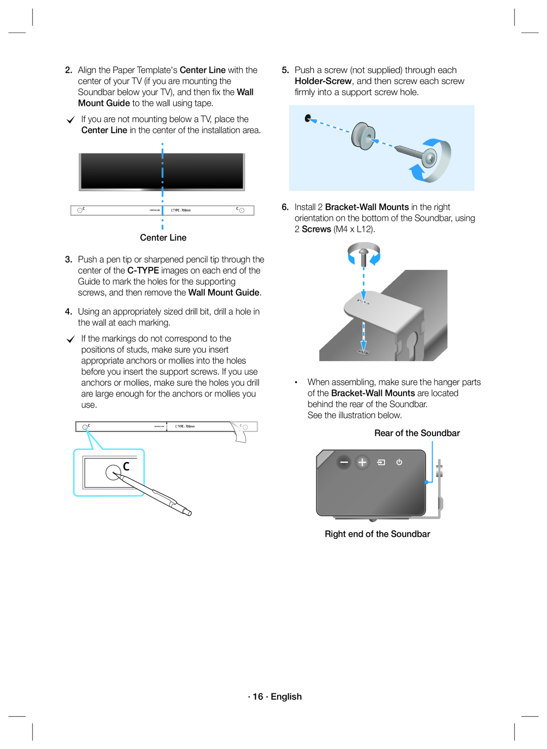 When assembling, make sure the hanger parts of the Dolby Atmos HW-K850