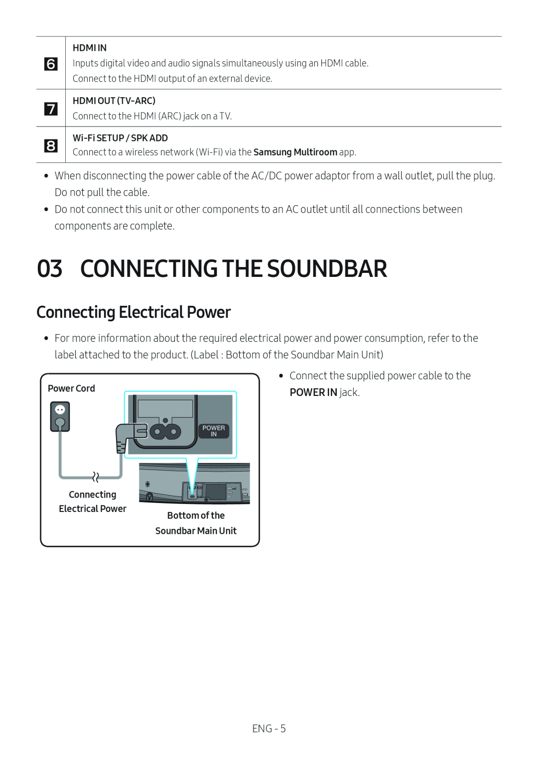 Connecting Electrical Power Curved HW-MS6500