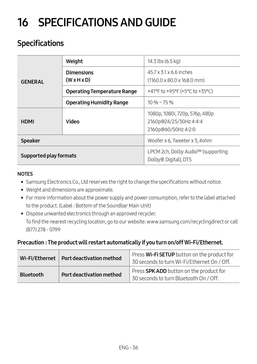 Specifications Curved HW-MS6500