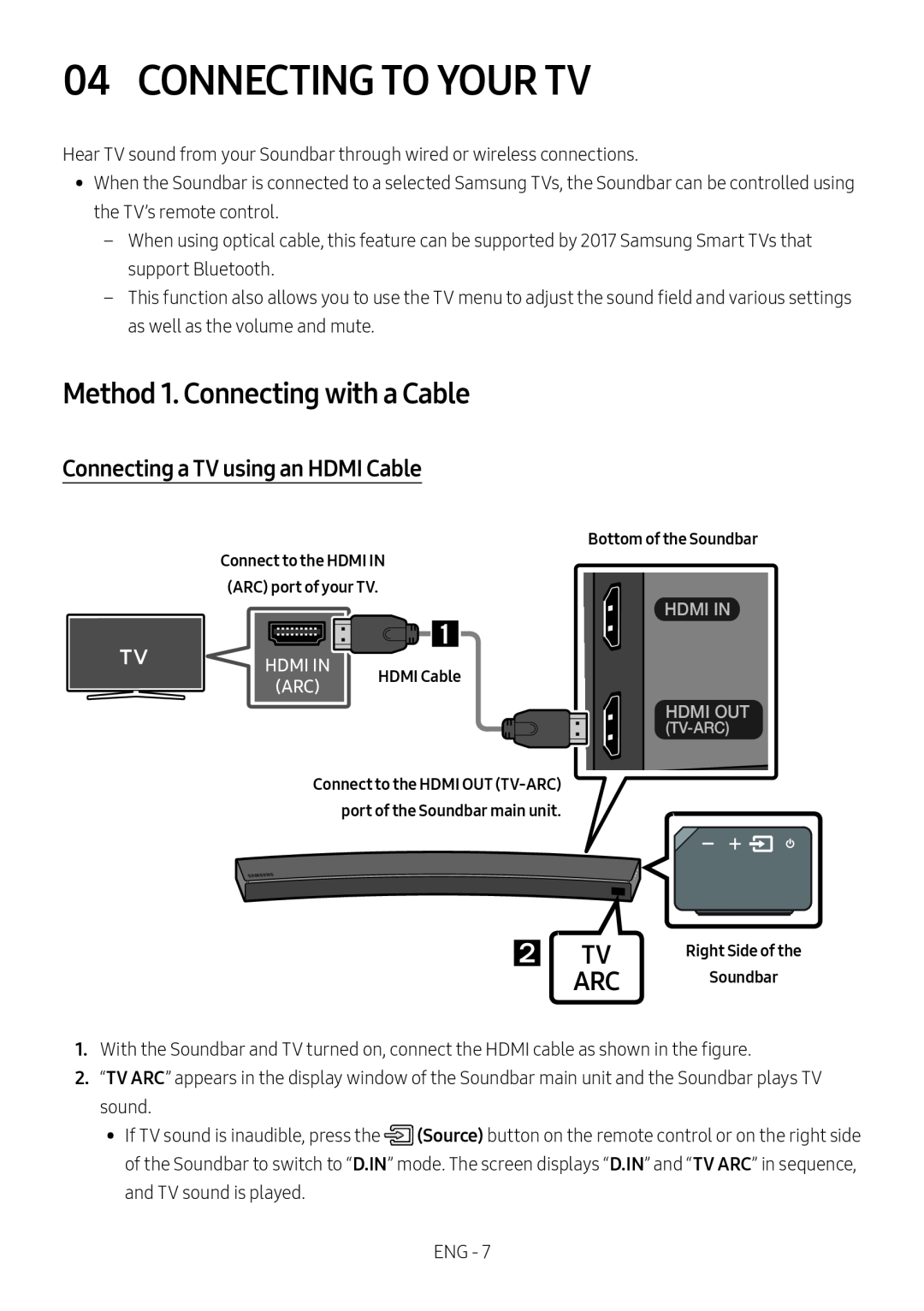 Method 1. Connecting with a Cable Curved HW-MS6500