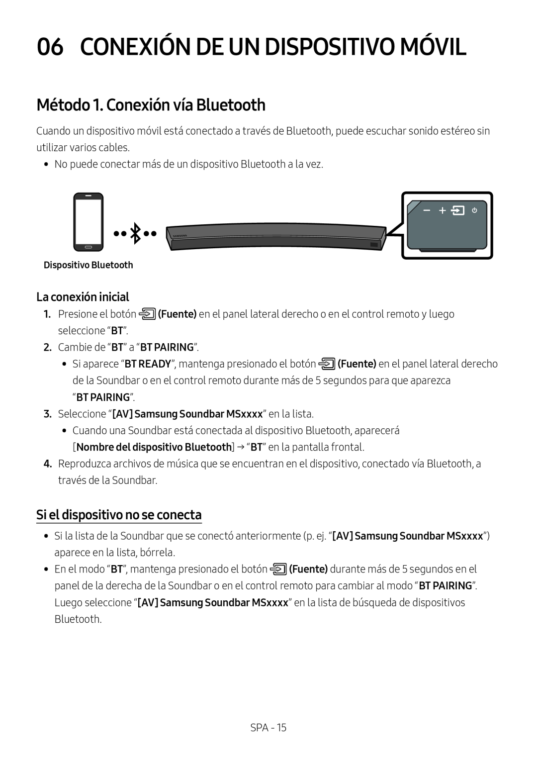 Método 1. Conexión vía Bluetooth Curved HW-MS6500