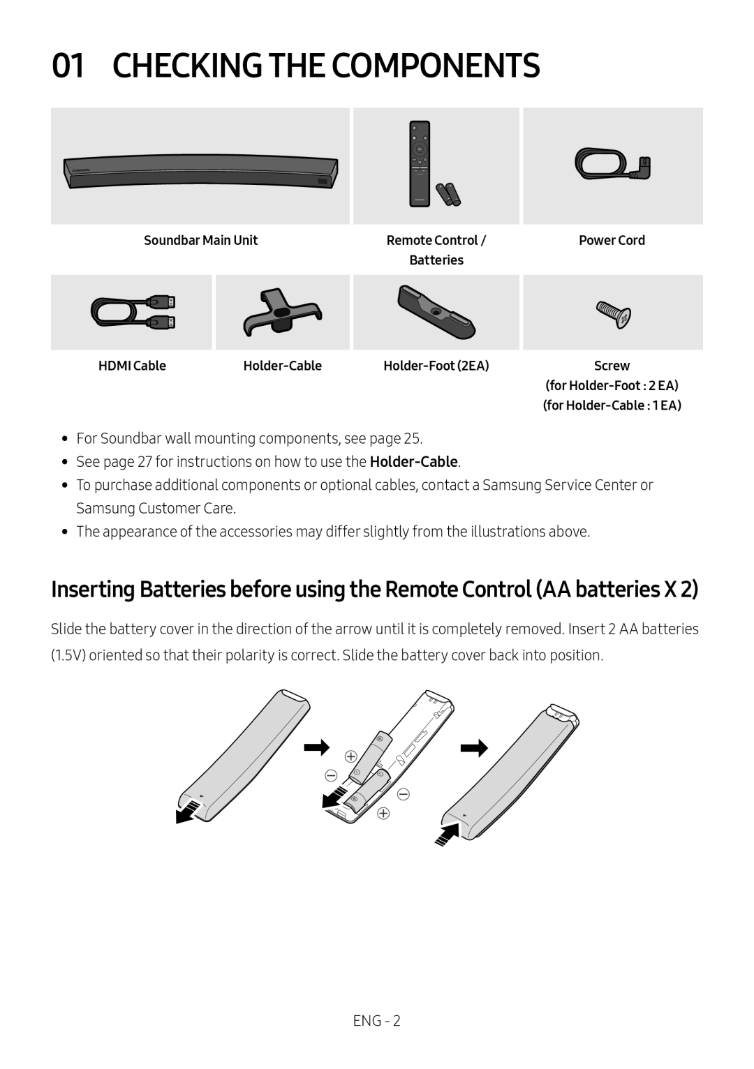 Inserting Batteries before using the Remote Control (AA batteries X 2) Curved HW-MS6500