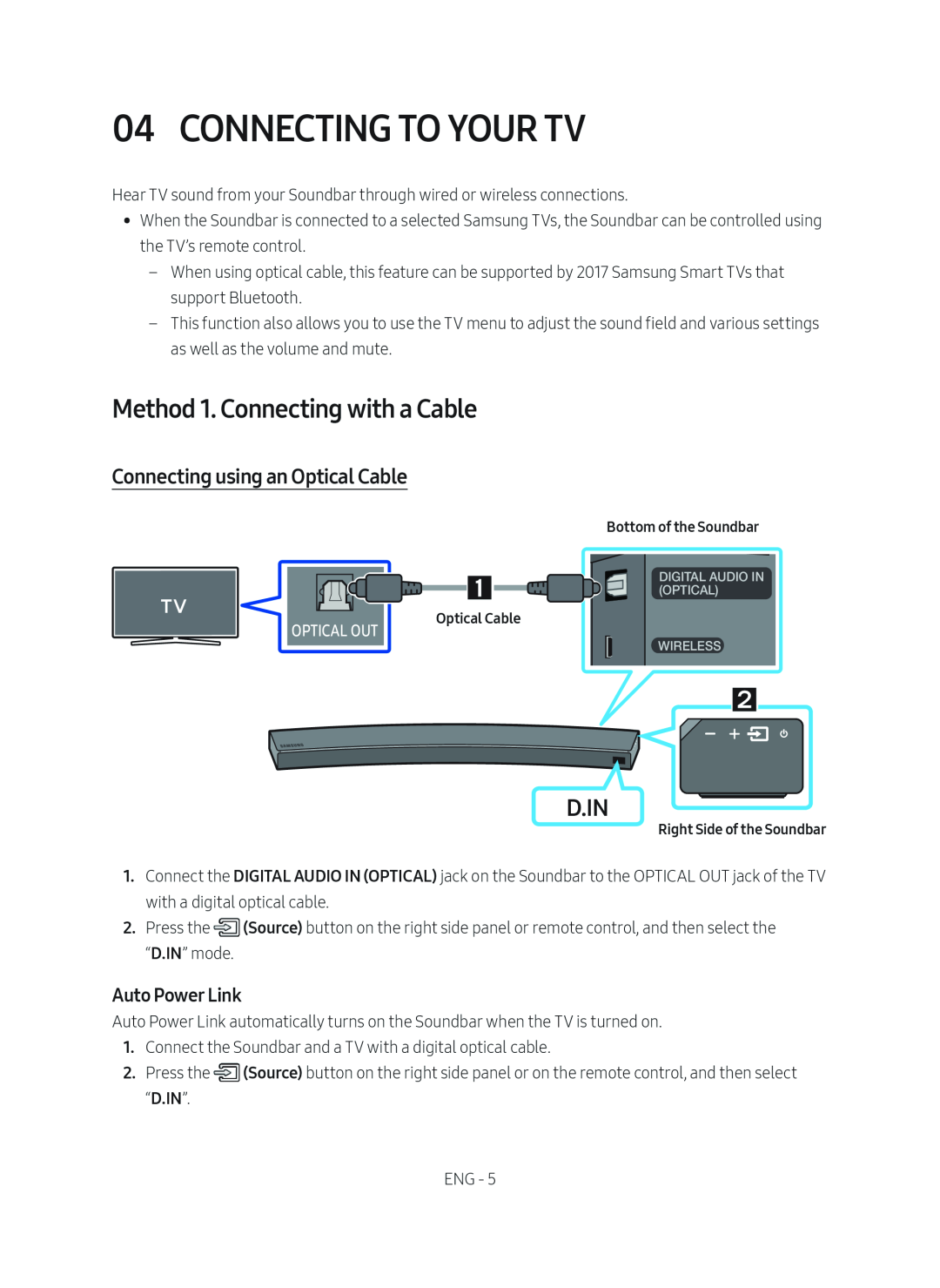 Method 1. Connecting with a Cable Curved HW-MS6500