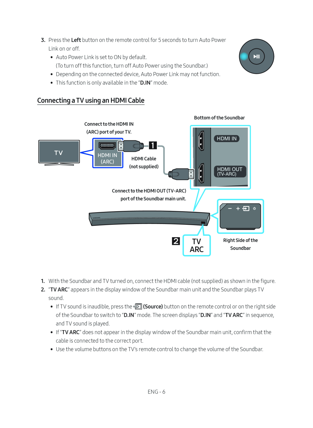 Connecting a TV using an HDMI Cable Curved HW-MS6500