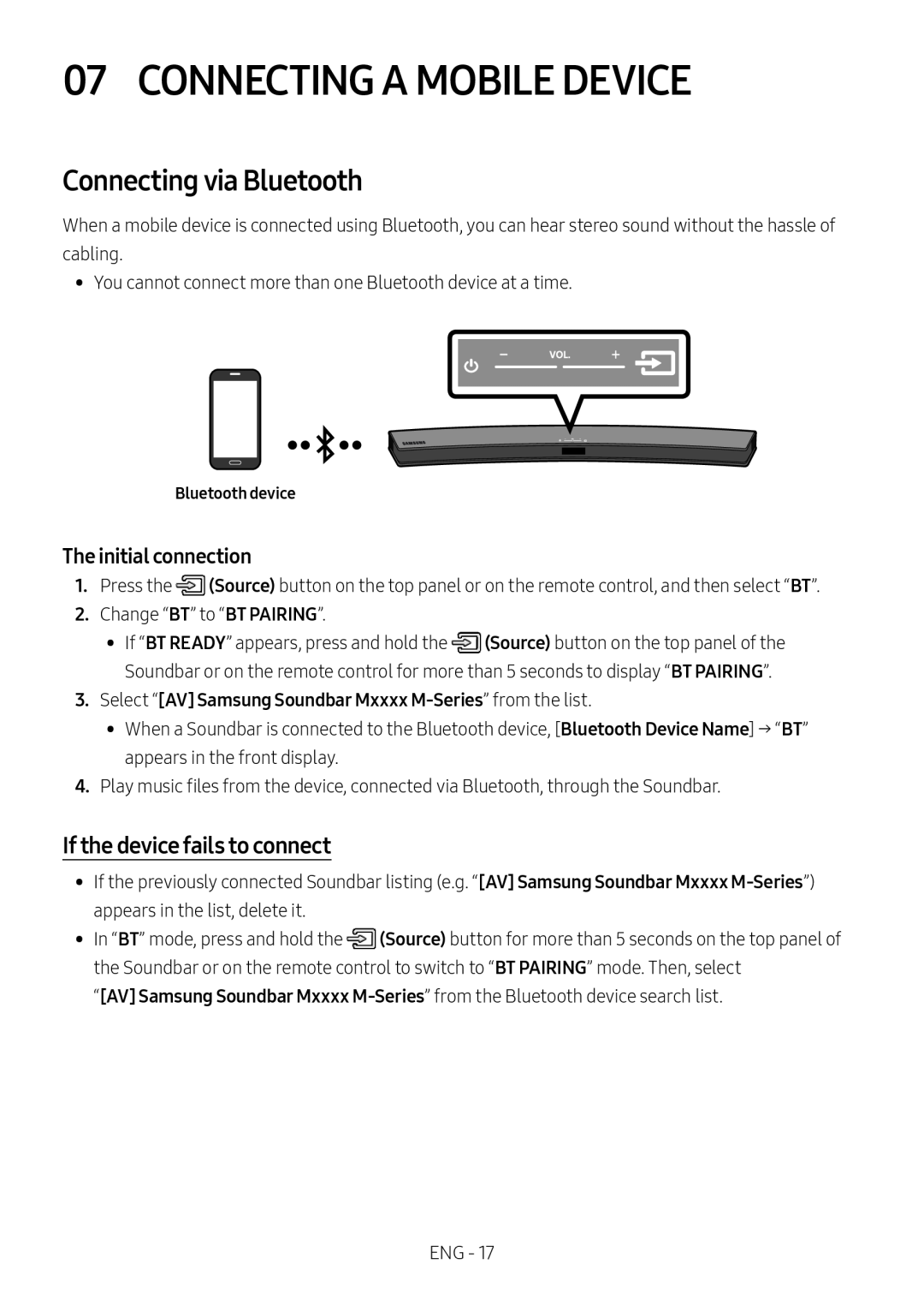 Connecting via Bluetooth Curved HW-M4500